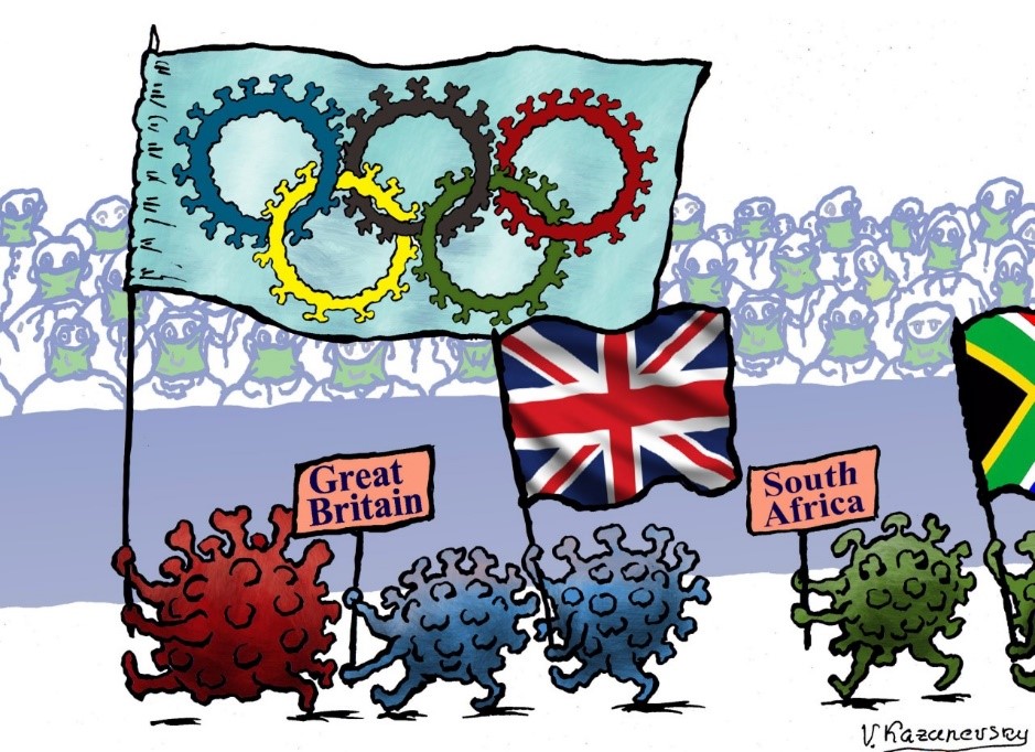 Political cartoon Vladimir Kazanevksy - coronavirus olympics
