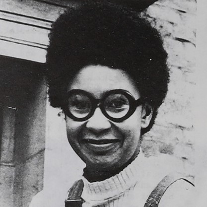 Black and white photograph of Esua Jane Goldsmith, featured in the Ripple Student Union magazine, 1975