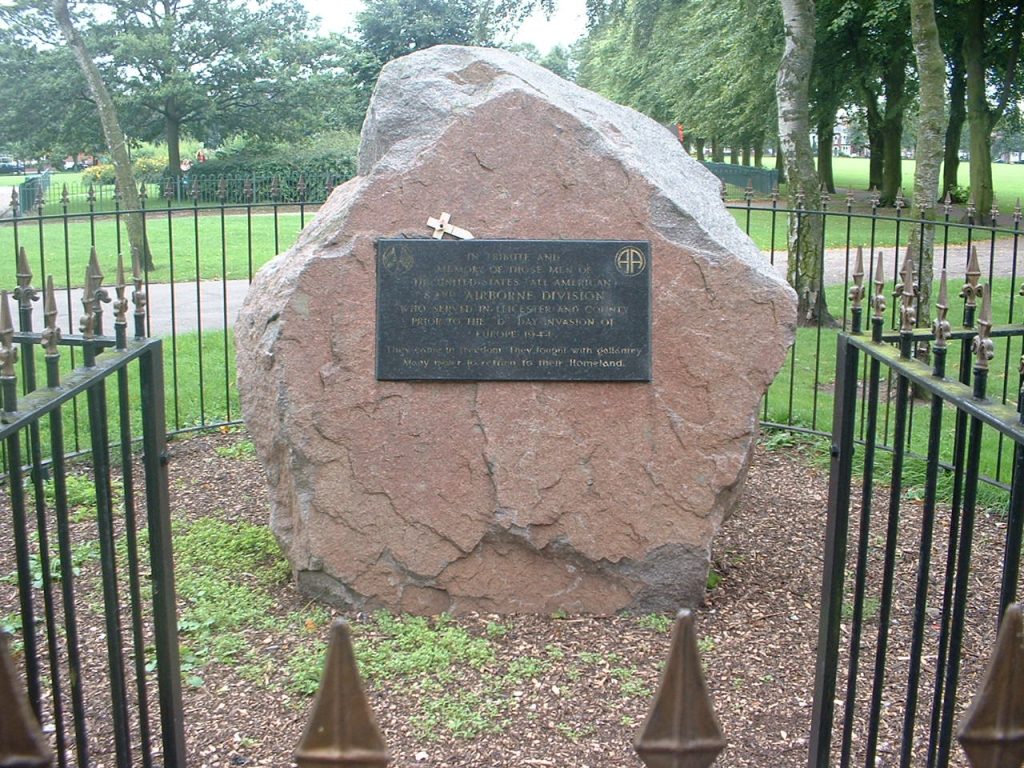 A photo of the memorial to the 82nd Airborne Division of the US Army