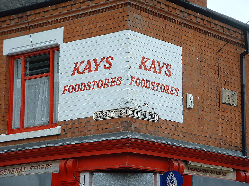 Photo of painted advertisement for Kay's food stores