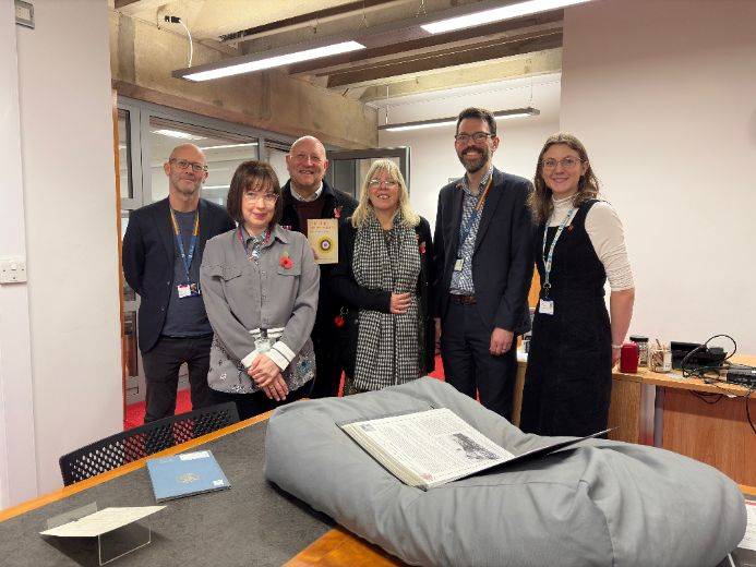 Steve and Sheron with staff from the University of Leicester and Wyggeston Queen Elizabeth College