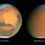 Hubble Space telescope image of 2001 global dust storm, similar to the conditions Mars is experiencing at the moment.