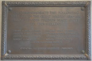 First World War memorial tablet, located at entrance to Fielding Johnson Building, University of Leicester