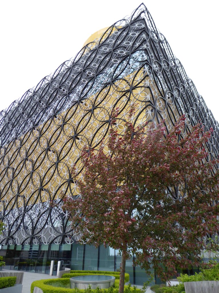 A photo of the exterior of the Library of Birmingham