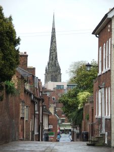 A photo of a street in Shrewsbury