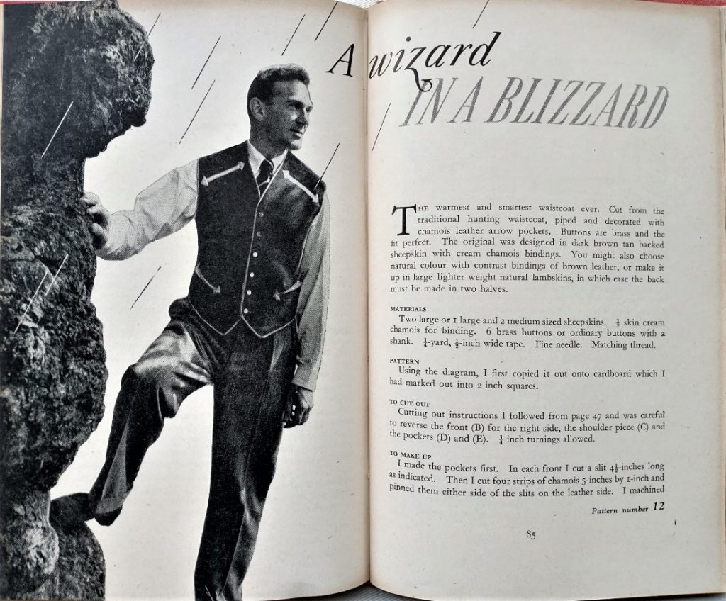 page of the book illustrating a man in a sheepskin waistcoat