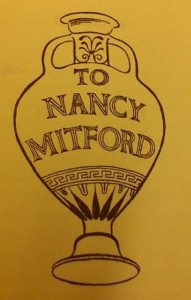Memorial urn inscribed with TO NANCY MITFORD